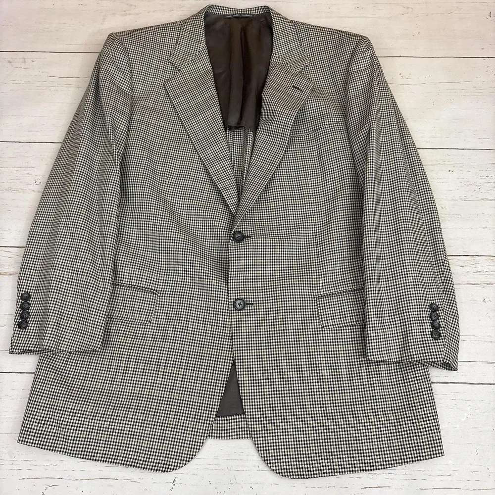 Maus Hoffman Blazer Sport Coat UNstructured Mens 44R Check Wool Silk Tweed Italy